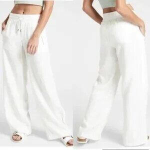 Athleta Women’s Cabo Linen Wide Leg Pant white sz 12P